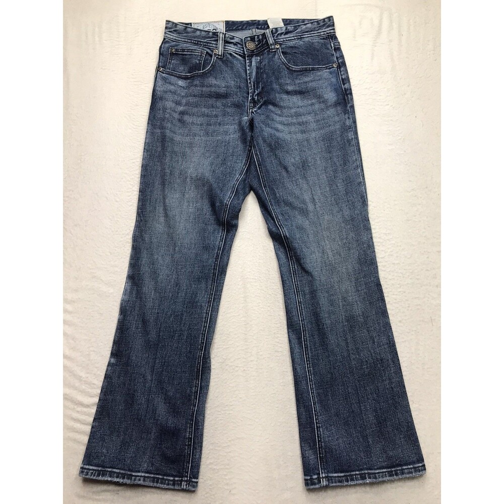 Y2K JOHN B STETSON 1015 Rocker Bootleg Jean Men 31x30 Dark Blue Whisker Stretch